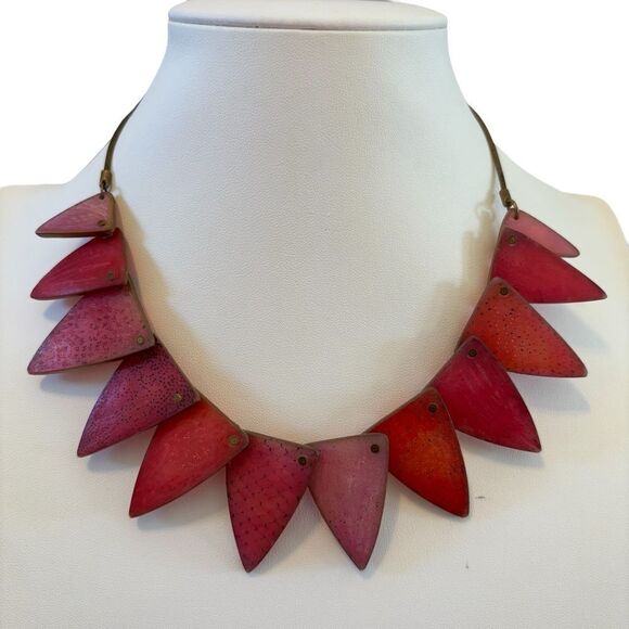 Wearable Art Polymer Clay Pink Geometric Choker. Purchased at a juried art show. - Picture 1 of 6